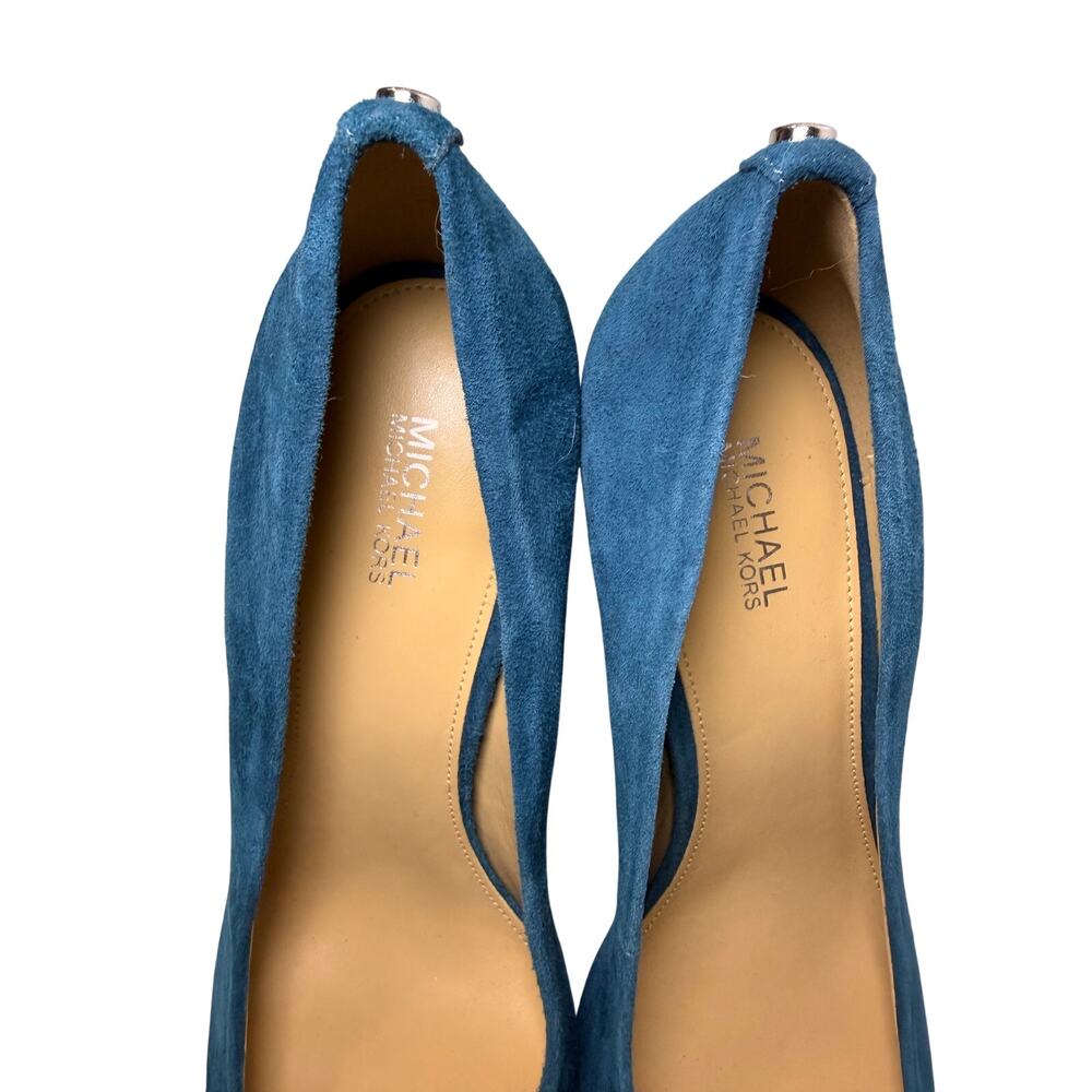Michael Kors Turquoise Suede Pointed Toe Heels, Size 8 - Picture 2 of 8